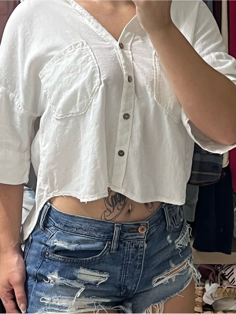ZARA White Cropped Button Up Shirt | Boxy Fit | Y2K business casual